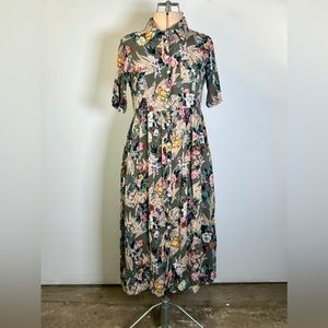 Vintage 90s Dusty Floral Collared Babydoll Dress by Together! Women’s Size 6P